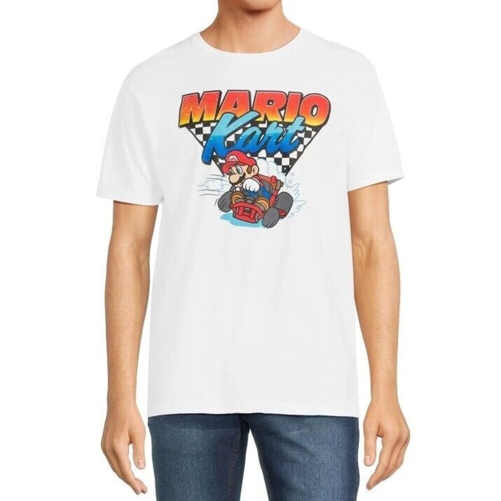 Nintendo Mario Kart Shirt Men's‎ 2XL XXL White Graphic T-Shirt Crewneck Tee New